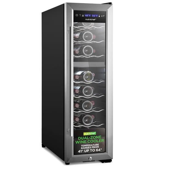 Pyle - PKCWCDS248 , Kitchen & Cooking , Fridges & Coolers , Wine Chilling Refrigerator Cellar - Dual-Zone Wine Cooler/Chiller, Digital Touch Button Control with Air Tight Seal, Contains Placement for Standing Bottles (24 Bottle Storage Capacity)